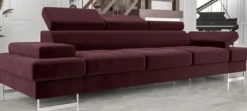 Casa Padrino Luxus Samt Sofa Lila / Silber 305 x 97 x H. 74-95 cm - Wohnzimmer Sofa mit verstellbaren Kopfstützen - Wohnzimmer Möbel - Luxus Möbel - Luxus Einrichtung