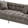 Casa Padrino Luxus Samt Sofa mit 4 Kissen Grau / Messingfarben 231 x 95 x H. 68 cm - Wohnzimmer Sofa - Luxus Qualität