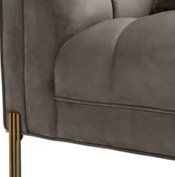 Casa Padrino Luxus Samt Sofa mit 4 Kissen Grau / Messingfarben 231 x 95 x H. 68 cm - Wohnzimmer Sofa - Luxus Qualität