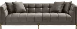 Casa Padrino Luxus Samt Sofa mit 4 Kissen Grau / Messingfarben 231 x 95 x H. 68 cm - Wohnzimmer Sofa - Luxus Qualität