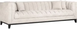 Casa Padrino Luxus Samt Sofa Naturfarben / Schwarz 255 x 91 x H. 77 cm - Wohnzimmer Sofa mit 4 Kissen - Wohnzimmer Möbel - Luxus Möbel - Wohnzimmer Einrichtung - Luxus Einrichtung - Luxus Qualität
