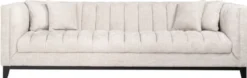 Casa Padrino Luxus Samt Sofa Naturfarben / Schwarz 255 x 91 x H. 77 cm - Wohnzimmer Sofa mit 4 Kissen - Wohnzimmer Möbel - Luxus Möbel - Wohnzimmer Einrichtung - Luxus Einrichtung - Luxus Qualität