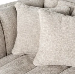 Casa Padrino Luxus Samt Sofa Naturfarben / Schwarz 255 x 91 x H. 77 cm - Wohnzimmer Sofa mit 4 Kissen - Wohnzimmer Möbel - Luxus Möbel - Wohnzimmer Einrichtung - Luxus Einrichtung - Luxus Qualität