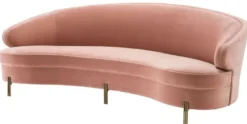 Casa Padrino Luxus Samt Sofa Rosa / Messingfarben 230 x 103 x H. 78 cm - Gebogenes Wohnzimmer Sofa - Designer Möbel