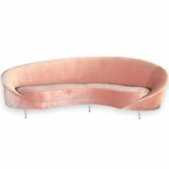 Casa Padrino Luxus Samt Sofa Rosa / Messing 230 cm - Luxus Wohnzimmer Möbel