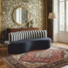 Casa Padrino Luxus Samt Sofa Schwarz / Weiß 220 cm - Hotel Möbel - Wohnzimmer Möbel - Büro Möbel - Luxus Möbel