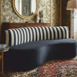 Casa Padrino Luxus Samt Sofa Schwarz / Weiß 220 cm - Hotel Möbel - Wohnzimmer Möbel - Büro Möbel - Luxus Möbel