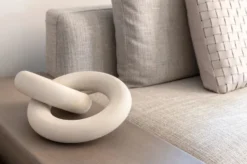 Casa Padrino Luxus Sandstein Deko Objekt Ringe Creme-Beige - Wohnzimmer Dekoration