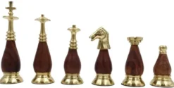 Casa Padrino Luxus Schach Set Braun / Beige / Silber / Gold 40 x 40 cm - Zusammenklappbares Holz Schachspiel - Holz Schachbrett mit Messing Schachfiguren - Luxus Deko Accessoires