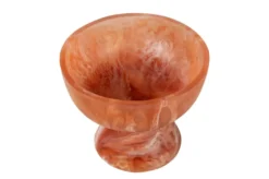 Casa Padrino Luxus Schale Beige / Weinrot Ø 16 x H. 13,5 cm - Kleine Deko Schale aus transluzentem Kunstharz in Rubinrot und Creme - Luxus Deko Accessoires