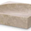 Casa Padrino Luxus Schale Beige 25 x 25 x H. 5 cm - Moderne Deko Schale aus hochwertigem Travertin Naturstein - Hotel & Restaurant Deko Accessoires - Luxus Qualität