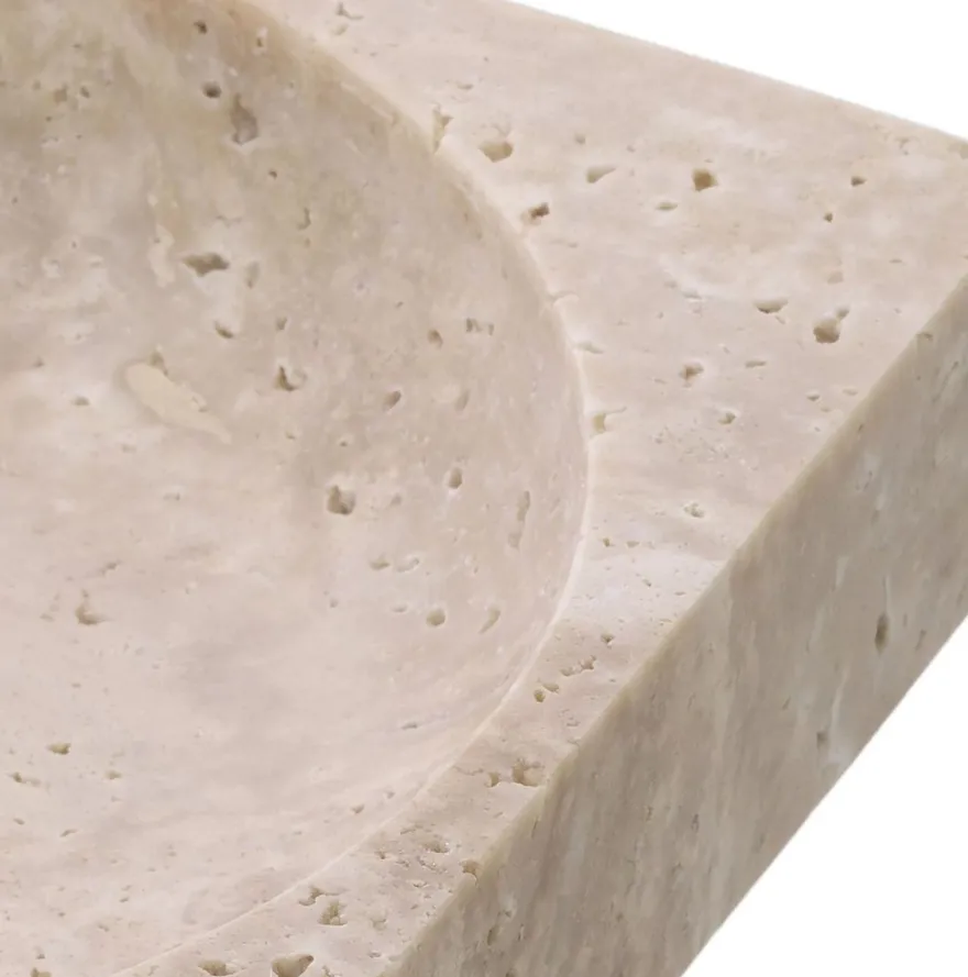 Casa Padrino Luxus Schale Beige 25 x 25 x H. 5 cm - Moderne Deko Schale aus hochwertigem Travertin Naturstein - Hotel & Restaurant Deko Accessoires - Luxus Qualität