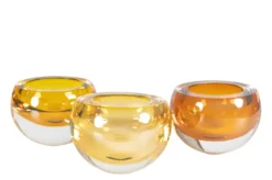 Casa Padrino Luxus Schale Bernsteinfarben Ø 13 x H. 9,5 cm - Kleine Schale aus massivem Kristallglas - Luxus Deko Accessoires