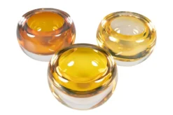Casa Padrino Luxus Schale Bernsteinfarben Ø 13 x H. 9,5 cm - Kleine Schale aus massivem Kristallglas - Luxus Deko Accessoires