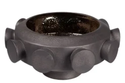 Casa Padrino Luxus Schale Bronzefarben Ø 40 x H. 19 cm - Große runde Schale Unfo aus Steingut mit bronzefarbener Oberfläche - Luxus Deko Accessoires