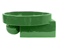 Casa Padrino Luxus Schale Grün 31,5 x 33,5 x H. 13,5 cm - Steingut Deko Schale im Basil Green Finish - Luxus Deko Accessoires