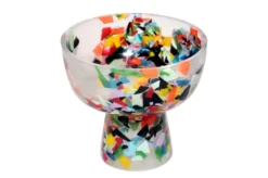 Casa Padrino Luxus Schale Mehrfarbig Ø 25 x H. 23 cm - Hohe runde Deko Schale aus Kunstharz in transparenter Konfetti Optik - Luxus Deko Accessoires