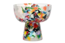 Casa Padrino Luxus Schale Mehrfarbig Ø 25 x H. 23 cm - Hohe runde Deko Schale aus Kunstharz in transparenter Konfetti Optik - Luxus Deko Accessoires