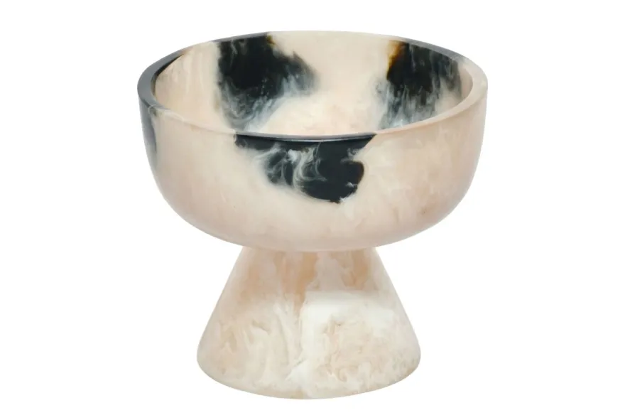 Casa Padrino Luxus Schale Schwarz / Cremeweiß Ø 15 x H. 13 cm - Kleine runde Deko Schale aus Kunstharz in transparenter Optik - Luxus Deko Accessoires