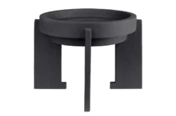 Casa Padrino Luxus Schale Schwarz 34,5 x 34,5 x H. 25 cm - Hohe Deko Schale aus Steingut mit Black Diamond Glasur - Luxus Deko Accessoires