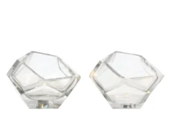 Casa Padrino Luxus Schale Ø 14,5 x H. 11,5 cm - Deko Schale aus massivem Klarglas mit facettiertem Diamant-Schliff - Luxus Deko Accessoires