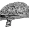 Casa Padrino Luxus Schatulle mit Deckel Schildkröte Messing vernickelt 19,5 x 10,5 x H. 6,5 cm - Luxus Dekoration