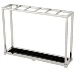 Casa Padrino Luxus Schirmständer im edlen Nickel Finish, Breite 62 cm, Höhe 45 cm - Luxuriöser Regenschirmhalter