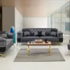 Casa Padrino Luxus Schlafsofa Grau / Schwarz / Gold 220 x 90 x H. 80 cm - Modernes Wohnzimmer Sofa - Wohnzimmer Möbel