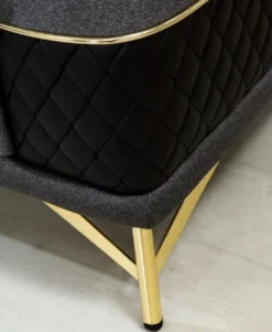 Casa Padrino Luxus Schlafsofa Grau / Schwarz / Gold 220 x 90 x H. 80 cm - Modernes Wohnzimmer Sofa - Wohnzimmer Möbel