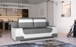 Casa Padrino Luxus Schlafsofa Grau / Weiß / Silber 200 x 92 x H. 90 cm - Wohnzimmer Sofa mit Schlaffunktion - Wohnzimmer Möbel - Luxus Möbel - Luxus Interior