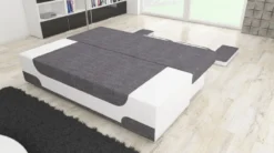 Casa Padrino Luxus Schlafsofa Grau / Weiß / Silber 200 x 92 x H. 90 cm - Wohnzimmer Sofa mit Schlaffunktion - Wohnzimmer Möbel - Luxus Möbel - Luxus Interior