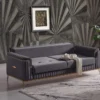 Casa Padrino Luxus Schlafsofa Dunkelgrau / Braun / Gold 228 x 94 x H. 88 cm - Wohnzimmer Sofa mit 3 Kissen - Luxus Wohnzimmer Möbel