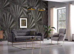 Casa Padrino Luxus Schlafsofa Dunkelgrau / Braun / Gold 228 x 94 x H. 88 cm - Wohnzimmer Sofa mit 3 Kissen - Luxus Wohnzimmer Möbel