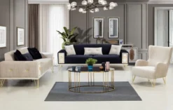 Casa Padrino Luxus Schlafsofa Cremefarben / Weiß / Gold 220 x 90 x H. 80 cm - Modernes Wohnzimmer Sofa - Wohnzimmer Möbel