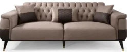 Casa Padrino Luxus Schlafsofa Braun / Dunkelbraun / Gold 225 x 94 x H. 83 cm - Modernes Wohnzimmer Sofa - Wohnzimmer Möbel