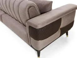 Casa Padrino Luxus Schlafsofa Braun / Dunkelbraun / Gold 225 x 94 x H. 83 cm - Modernes Wohnzimmer Sofa - Wohnzimmer Möbel
