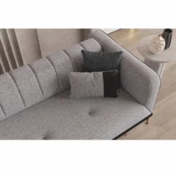Casa Padrino Luxus Schlafsofa mit verstellbarer Rückenlehne Grau / Schwarz / Naturfarben 229 cm