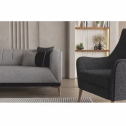 Casa Padrino Luxus Schlafsofa mit verstellbarer Rückenlehne Grau / Schwarz / Naturfarben 229 cm