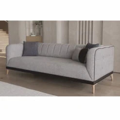 Casa Padrino Luxus Schlafsofa mit verstellbarer Rückenlehne Grau / Schwarz / Naturfarben 229 cm