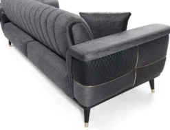 Casa Padrino Luxus Schlafsofa Grau / Schwarz / Gold 225 x 94 x H. 83 cm - Modernes Wohnzimmer Sofa - Wohnzimmer Möbel