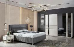 Casa Padrino Luxus Schlafzimmerschrank Weiß / Gold 260 x 72 x H. 218 cm - Edler Massivholz Kleiderschrank mit 2 Schiebetüren - Luxus Schlafzimmer Möbel