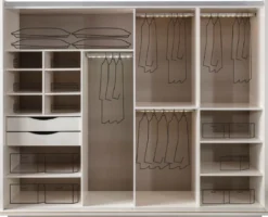 Casa Padrino Luxus Schlafzimmerschrank Weiß / Gold 260 x 72 x H. 218 cm - Edler Massivholz Kleiderschrank mit 2 Schiebetüren - Luxus Schlafzimmer Möbel