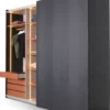 Casa Padrino Luxus Schlafzimmerschrank Schwarz 260 x 70 x H. 228 cm - Beleuchteter Massivholz Kleiderschrank mit 2 Schiebetüren - Schlafzimmer Möbel - Hotel Möbel - Luxus Möbel