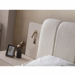 Casa Padrino Luxus Schlafzimmer Set Weiß / Grau - 1 Doppelbett & 2 Nachttische