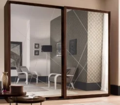 Casa Padrino Luxus Schlafzimmerschrank Braun 295 x 67 x H. 250 cm - Massivholz Kleiderschrank mit 2 Schiebetüren - Schlafzimmer Möbel - Luxus Qualität - Made in Italy