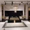 Casa Padrino Luxus Schlafzimmerschrank Beige / Schwarz / Gold - Moderner verspiegelter Kleiderschrank mit 2 Schiebetüren - Luxus Schlafzimmer & Hotel Möbel