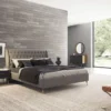 Casa Padrino Luxus Schlafzimmer Set Braun / Grau / Messingfarben - 1 Kommode mit 6 Schubladen & 1 Wandspiegel - Schlafzimmer Schrank mit Spiegel - Schlafzimmer Möbel - Luxus Kollektion