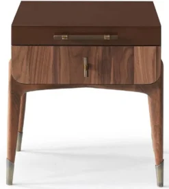 Casa Padrino Luxus Schlafzimmer Set Hellbraun / Braun - 1 Doppelbett mit Kopfteil & 2 Nachtkommoden - Luxus Schlafzimmer Möbel - Luxus Schlafzimmer Einrichtung