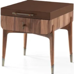 Casa Padrino Luxus Schlafzimmer Set Hellbraun / Braun - 1 Doppelbett mit Kopfteil & 2 Nachtkommoden - Luxus Schlafzimmer Möbel - Luxus Schlafzimmer Einrichtung