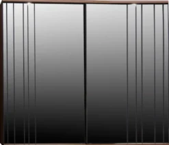 Casa Padrino Luxus Schlafzimmerschrank Braun 278 x 65 x H. 228 cm - Moderner Massivholz Kleiderschrank mit 2 verspiegelten Schiebetüren - Luxus Schlafzimmer Möbel